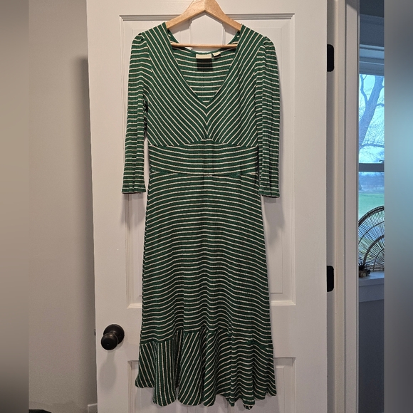 Maeve Anthropologie Flores Green and Pink Striped Dress - Picture 4 of 10